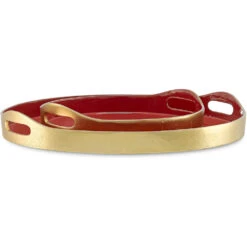 Riya Gold And Red Tray Set, Set Of 2 -Tristen shop 1200 0362 2
