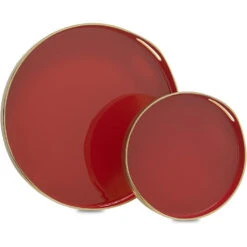 Riya Gold And Red Tray Set, Set Of 2 -Tristen shop 1200 0362 3