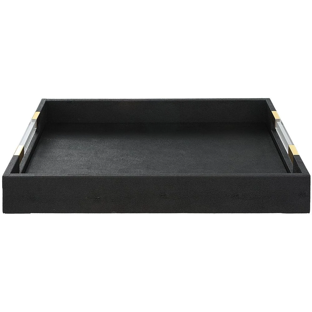 Wessex Black Faux Shagreen With Acrylic And Brass Tray 3 Wessex Black Faux Shagreen With Acrylic And Brass Tray