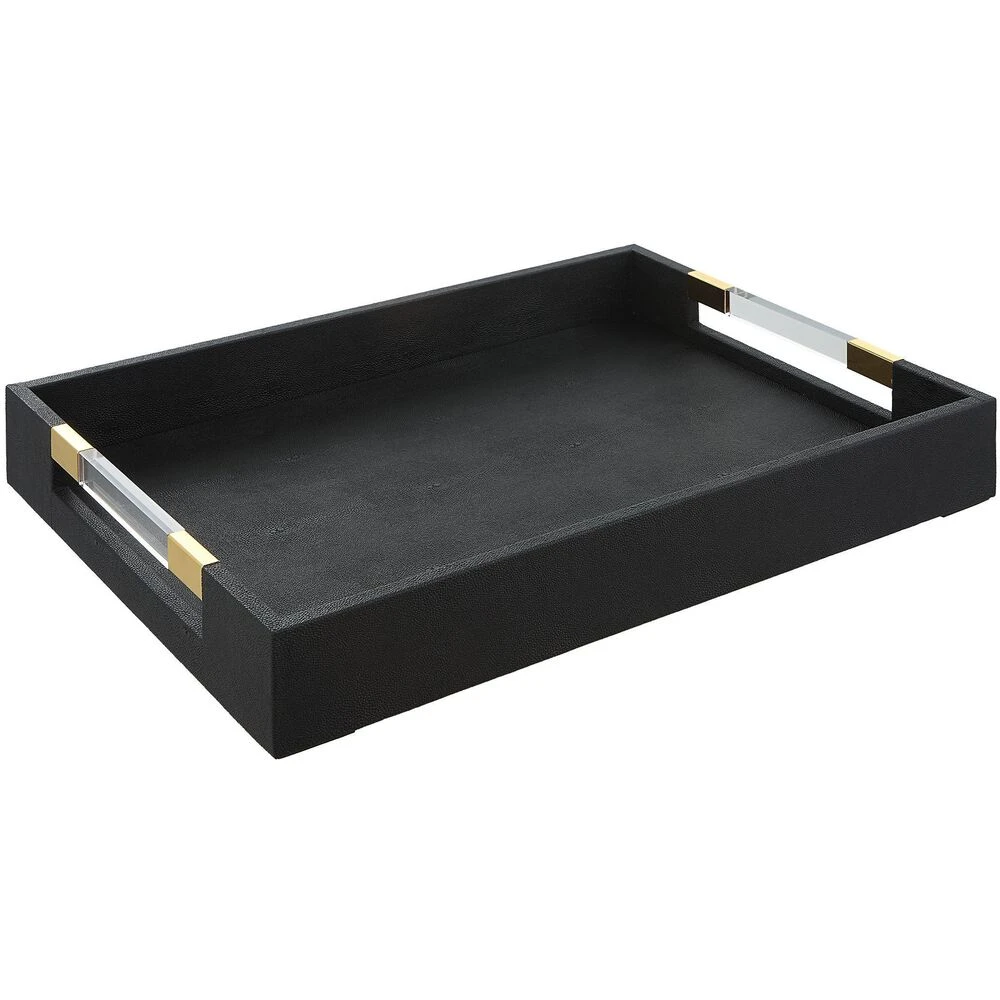 Wessex Black Faux Shagreen With Acrylic And Brass Tray 6 Wessex Black Faux Shagreen With Acrylic And Brass Tray - Image 4