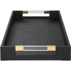Wessex Black Faux Shagreen With Acrylic And Brass Tray 10 Wessex Black Faux Shagreen With Acrylic And Brass Tray -Tristen shop 18059 a2 side
