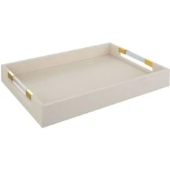 Wessex White Faux Shagreen With Acrylic And Brass Tray -Tristen shop 18060 a1 angle