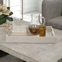 Wessex White Faux Shagreen With Acrylic And Brass Tray -Tristen shop 18060 beauty