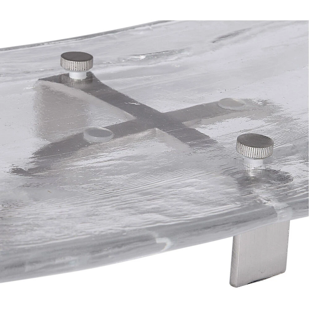 Mika Clear Art Glass And Brushed Nickel Tray 7 Mika Clear Art Glass And Brushed Nickel Tray - Image 5
