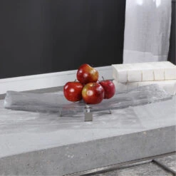 Mika Clear Art Glass And Brushed Nickel Tray 13 Mika Clear Art Glass And Brushed Nickel Tray -Tristen shop 18997 lifestyle