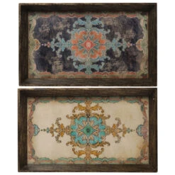 Anita Brown/Blue Tray, Set Of 2
