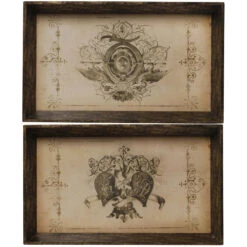 Nomita Cream And Brown Tray, Set Of 2