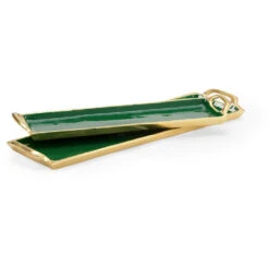 Chelsea House Emerald Green/Metallic Gold Trays, Set Of 2