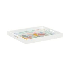 Elaine Burge White/Hand Painted/Clear Tray