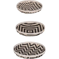 Organic Black / White Wash Tray, Set Of 3