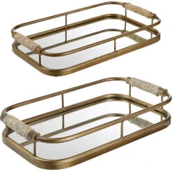 Rosea Brushed Gold With Natural Rope Trays, Set Of 2 -Tristen shop acc 104271 18014 a1 angle