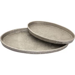 Oval Pebble Antique Nickel Tray, Set Of 2 -Tristen shop h0807 10660 s2 alt7