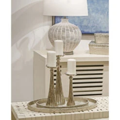 Oval Pebble Antique Nickel Tray, Set Of 2 -Tristen shop h0807 10660 s2 rm2