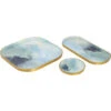 Aura Light Blue Enamel And Brushed Brass Tray, Set Of 3 -Tristen shop h0807 9242 s3