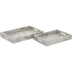 Eaton White And Black Tray, Set Of 2