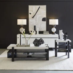 Octagonal Stripe White And Black Tray, Set Of 2 -Tristen shop h0807 9767 s2 rm1