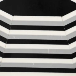 Octagonal Stripe White And Black Tray, Set Of 2 -Tristen shop h0807 9767 s2 alt6