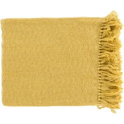 Thelma 60 X 50 Inch Mustard Throw, Rectangle